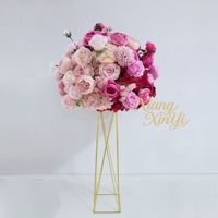 Grande boule de fleurs artificielles en tissu, rose et pivoine, haut de gamme, pour centre de table transfrontalier, décoration de mariage