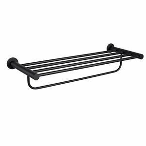 Porte-serviettes mural en aluminium noir minimaliste pour salle de bain, support de rangement robuste, capacité de 30 kg - Product Image 6