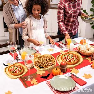 Bandejas de madera Hangxu para Halloween con forma de calabaza, platos para servir comida en fiestas, bandeja decorativa para frutas y frutos secos - Product Image 1