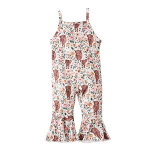 Nouvelle arrivée été enfants licou <span class=keywords><strong>combinaison</strong></span> cloche bas impression personnalisée conception occidentale douce petite fille <span class=keywords><strong>combinaison</strong></span> - Product Image 2
