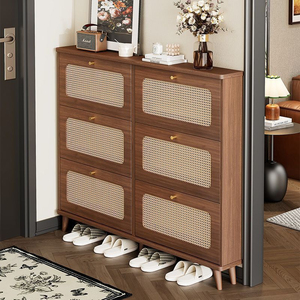 Zapatero de Madera Moderno, Minimalista y Sofisticado de Dos Niveles con Amplio Espacio de Almacenamiento, Perfecto <span class=keywords><strong>para</strong></span> la Entrada de la Sala de Estar - Product Image 1