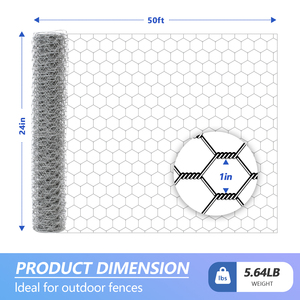 Rollo de Malla Hexagonal Galvanizada de 24 pulgadas x 50 pies, 23GA 0.6mm, para Jaulas de Animales, Malla para Gallineros con Abertura de 1 Pulgada - Product Image 2