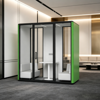 Cabine de réunion insonorisée modulaire moderne, cabine acoustique d'intimité avec éclairage LED, cabine d'isolation mobile pour bureau, télétravail, vidéoconférence