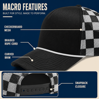 Casquette Trucker en Maille à Carreaux avec Logo Personnalisé, Visière Courbe Noire, Chapeau de Baseball Réglable Unisexe, Vente en Gros OEM