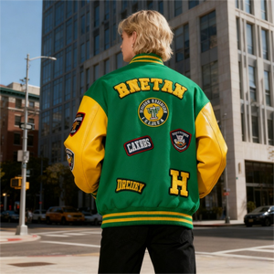 Chaqueta de Béisbol Ligera Estilo Letterman, Fabricación OEM, MOQ 10 Piezas, Chaqueta de Cuero PU Resistente al Viento para Primavera y Otoño - Product Image 3