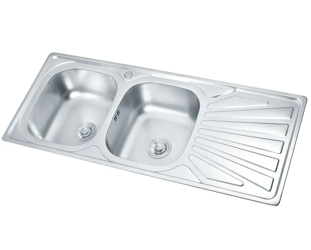 China Factory Price Double Bowl Stainless Steel Kitchen Sink Kitchen Counter Sink With Drainboard