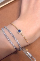 Bracelet de tennis en saphir bleu royal naturel en or blanc 18 carats brillant pour femmes, cadeau de bijoux de fiançailles