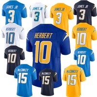 Grosir Pabrik Los Angeles Bordir Berkualitas Tinggi # 3 James Jr. # 10 Herbert # 15 Jersey Sepak Bola Amerika McConkey