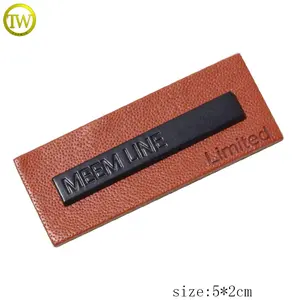 Fashion Brand Logo Jeans Leather Patch Rectangle Shape Garment Accessory Embossed Metal Letter Leather Tags For Shoes