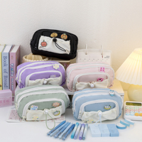 Pochette à crayons à double fermeture éclair, grande capacité, pour l'école, le bureau, les fournitures scolaires, pour les étudiants, vente en gros personnalisée