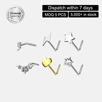 Toposh Fashion F136 CZ Rock en stock, anneau de nez en titane G20, piercing corporel, bijoux en titane, anneau de nez en forme de L, vente en gros