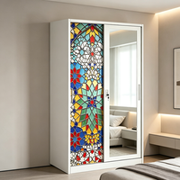 Armoire en acier OME&ODM avec miroir et coffre-fort intégré, montage facile, armoire avec porte coulissante pour chambre à coucher