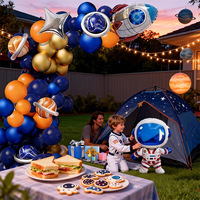 Kit d'arche de ballons en latex bleu nuit, ballons en aluminium Astronaute, affiche Joyeux Anniversaire imprimée 4 couleurs durable pour fête d'enfants