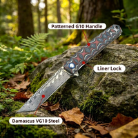 Couteau pliant Fanstoon New Two-Tone G10 Handle, outil tactique en acier Damas pour le camping, la survie et la chasse.