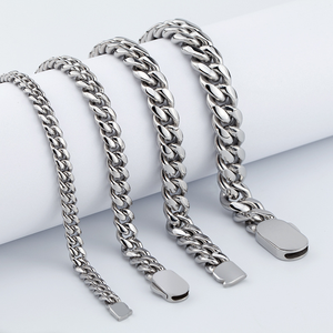 Pulsera de Eslabones Cubanos Gruesos y Pulidos para Hombre, Estilo Punk, de Acero Inoxidable 316L, Plateada, Resistente al Agua, Tamaños Variados - Product Image 1