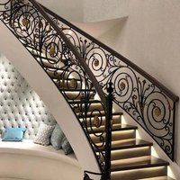 Rampe d'escalier intérieure en fer forgé galvanisé à motif floral, balustrade double pour escalier