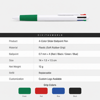 Stylo multicolores 4 en 1, 0,7 mm, rechargeable, pour le bureau, l'école, promotionnel