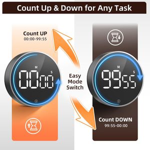 Minuteur numérique magnétique pour cuisine et bureau, chronomètre avec grand écran LED, compteur rotatif, minuteur LED BLANC - Product Image 6