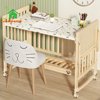 Lit Bébé en Bois au Design Moderne avec Table à Langer Co-Dodo, Lit pour Bébé Allongé de Couleur Originale pour Chambre ou Usage Scolaire