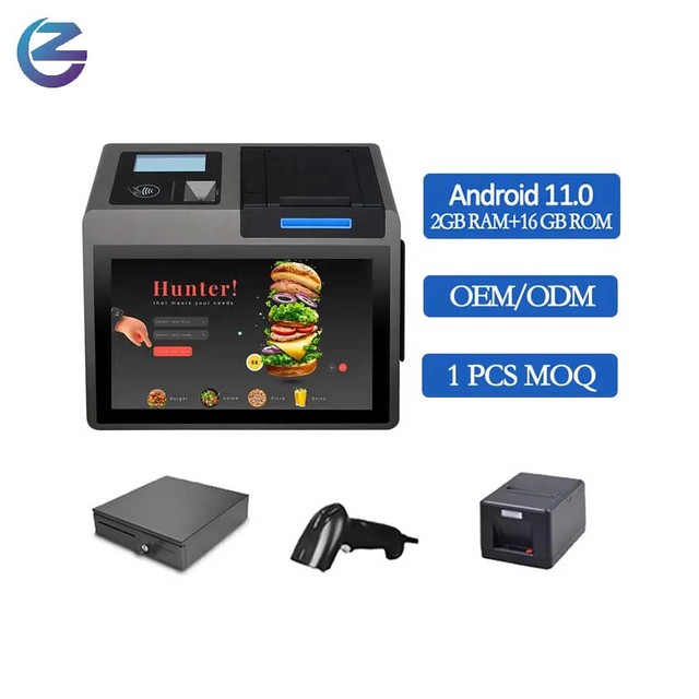 Android 11.0 ZCS Z100 Wifi Cash Register Desktop All in One Pos Printer Financial Equipment Tablet Smart Android Pos Terminal