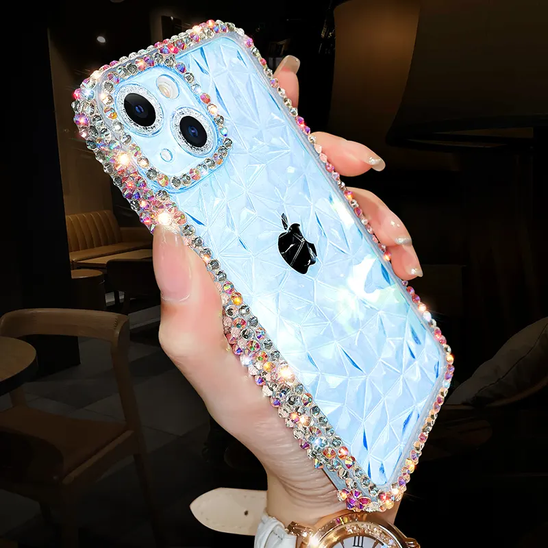 Cute Bling Crystal 3D Diamond Gems Mobile Phone Cases for iPhone 14 13 12 11 Pro Max XS XR X 7 8 Plus SE 2020 Diamond Covers