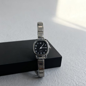 Best-seller in acciaio inox fascia elastica retrò forma quadrata fai da te orologio <span class=keywords><strong>italiano</strong></span> movimento al quarzo vetro quadrante puntatore - Product Image 3