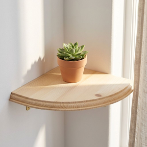 Estante Flotante de Esquina de Madera de Pino Curvada, Estante de Exhibición de Esquina para Montar en la Pared, para Suculentas, Decoración de Dormitorio, Baño y Hogar - Product Image 6