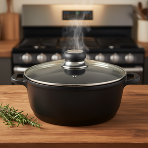 หม้อเดลต้า 2.1 ลิตร 20 ซม. อลูมิเนียมหล่อพร้อมฝาแก้ว สำหรับตุ๋นและอบ - Product Image 3