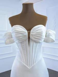 Vestido <span class=keywords><strong>de</strong></span> Novia NDB10742 Estilo Primavera, Blanco, Hombros Descubiertos, Elegante, Espalda Descubierta, Ajustado, con Encaje, Cola <span class=keywords><strong>de</strong></span> Pez Ondulada, Hecho a Medida para Mujer - Product Image 5