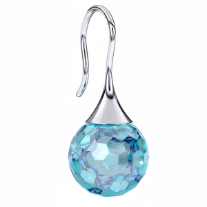 Boucles d'oreilles pendantes hypoallergéniques pour femmes CARMEN Aqua 27 mm en cristal en acier inoxydable en forme de boule - Product Image 2