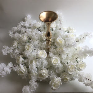 FL-154 שולחן חתונה קישוט מעגל לבן טבעת פרח מעגל טבעות נר זר פרחים בסיס עבור מצבות חתונה - Product Image 2