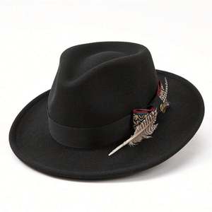 Nouvel Arrivage Chapeau Fedora Tendance de Haute Qualité pour Hommes et Femmes, Style Ethnique avec Couronne Cœur Pêche et Plumes - Product Image 6