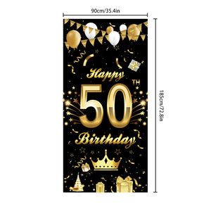 30e 40e 50e noir or joyeux <span class=keywords><strong>anniversaire</strong></span> porte couverture <span class=keywords><strong>anniversaire</strong></span> porche décoration rideau maison thème fête décoration porte couplets - Product Image 3