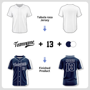 Nouveau design uniforme de baseball, impression numérique, maille polyester, col en V, chemise cousue, logo personnalisé, nom, maillot de baseball pour hommes Wbq55 - Product Image 2