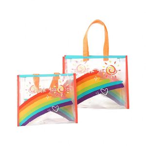 Bolsa de Compras de PVC con Asa Larga, Arcoíris, para Tiendas de Ropa, Embalaje de Regalos Universal, Color Personalizado - Product Image 1