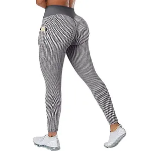 Leggings de <span class=keywords><strong>Yoga</strong></span> para Mujer, Cintura Alta, Efecto Levanta Glúteos, Nailon y Spandex, Secado Rápido, Resistentes a las Sentadillas, Diseño Panal de Abeja, con Bolsillos, para Gimnasio, <span class=keywords><strong>Yoga</strong></span> y Running - Product Image 4