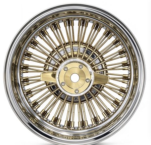 Nuevas Llantas Retro de Acero de Lujo de Alta Calidad de <span class=keywords><strong>14</strong></span> Pulgadas con <span class=keywords><strong>Centro</strong></span> Dorado y 60 Radios Cruzados para Autos Clásicos Vintage - Product Image 1
