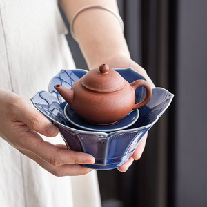 Plato de cerámica para frutas con forma de flor, de porcelana de color sólido, para servir té y exhibir. - Product Image 4