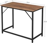 Table de bureau à domicile de style moderne industriel en bois et cadre en métal brun noisette et noir Bureau de jeu pour petits espaces