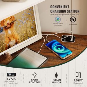 Mobile angolare stile rustico 2026 <span class=keywords><strong>con</strong></span> luce LED, armadietto alto da bagno <span class=keywords><strong>con</strong></span> 2 ante e 5 ripiani per <span class=keywords><strong>soggiorno</strong></span> o <span class=keywords><strong>cucina</strong></span> - Product Image 4