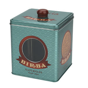 Boîte de conserve de collection de biscuits carrés en métal à impression personnalisée Boîte de conserve cadeau pour biscuits, bonbons et biscuits avec bouton sur le couvercle - Product Image 1