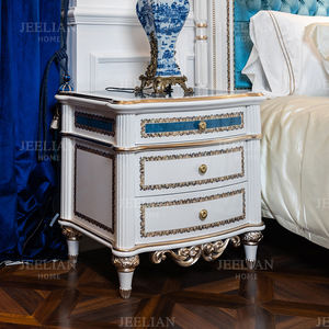 Cama Doble Xingchen Azul con Revestimiento de Madera Maciza con Incrustaciones de Chapa de Madera, Estilo Francés Moderno, para Dormitorio Suave de Villa, para JEELIAN, Dormitorio de Estilo Francés Moderno - Product Image 5