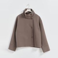 Manteau court en laine pour femme, col montant, simple boutonnage, mélange coton et polyester, veste d'hiver, vente en gros