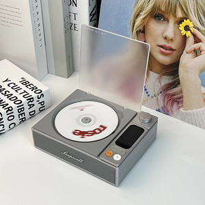 <span class=keywords><strong>Lecteur</strong></span> <span class=keywords><strong>CD</strong></span> portable rétro avec haut-parleur Bluetooth, écran numérique, interface USB, design à plateau pour l'écoute de musique à domicile ou sur bureau - Product Image 3