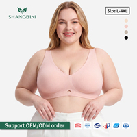 SHANGBINI Soutien-gorge moderne côtelé sans couture grande taille sans armatures, bralette à col en V avec découpe triangulaire avant, soutien L-4XL