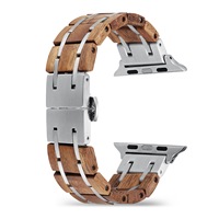 Bracelet de luxe en bois de chêne double et acier inoxydable avec fermoir papillon pour montre toutes séries Ultra 2/10/9/8/7/6/SE