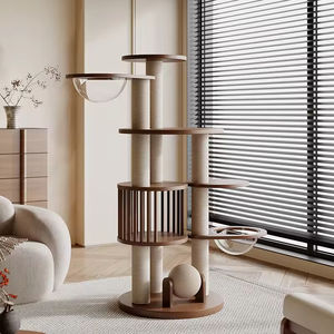 Birleşik ahşap zemin-to-ceiling kedi tırmanma çerçeve uzay kapsülü atlama platformu kedi ağacı kınamak mobilya <span class=keywords><strong>Scratch</strong></span> <span class=keywords><strong>Post</strong></span> <span class=keywords><strong>Pet</strong></span> <span class=keywords><strong>House</strong></span> - Product Image 4