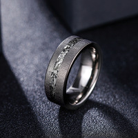 Mode anniversaire bijoux 8mm sablé Gunmetal météorite incrustation amour Couple tungstène anneau pour hommes cadeau mariage fiançailles