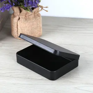 Boîte en métal noir mat Conteneur de stockage en métal noir de forme rectangulaire