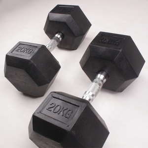 Powerman-<span class=keywords><strong>Mancuernas</strong></span> de goma de hierro fundido para gimnasio, <span class=keywords><strong>Mancuernas</strong></span> hexagonales para entrenamiento de fuerza física, 20kg, 40kg, 45 libras, venta al por mayor - Product Image 5